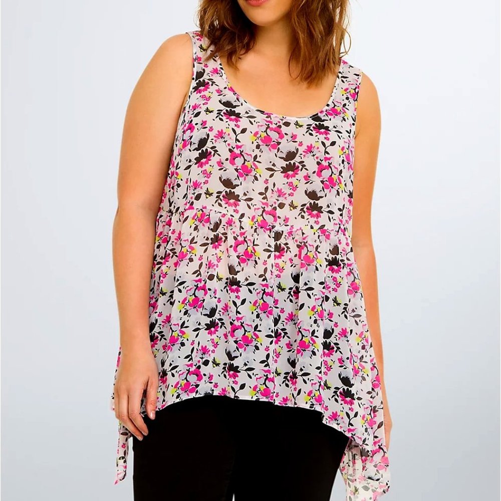 Torrid Sheer White Flower Top Blouse Sz 2 New